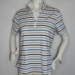 Adidas Golf Women's New Large Striped Polo Shirt